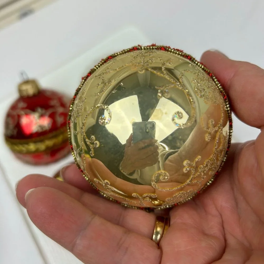 Vintage Christmas by Krebs 4 Glass Christmas Tree Ornaments -Collectible Sparkly